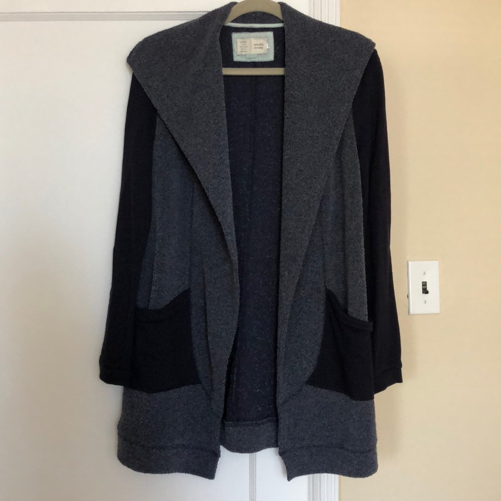 Anthropologie Terry Cloth Navy Cardigan